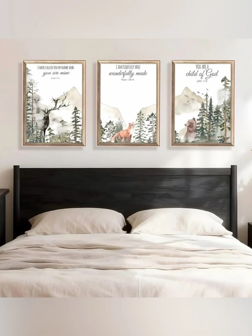 3pcs Forest Animals Bible Verse Wall Art 16x24 inches Unframed 021